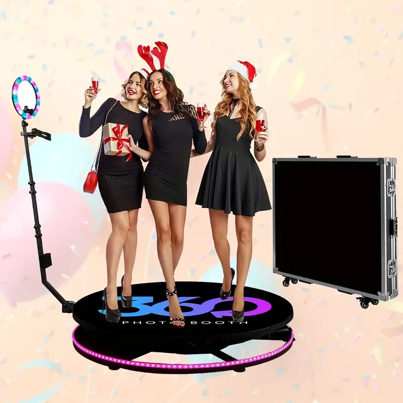 360 Photo Booth Machine For Parties Logo Customization Software APP Remote Autom